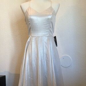 Express Silver Asymmetrical Dress